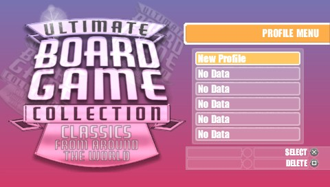 Ultimate Board Game Collection title screen for PSP